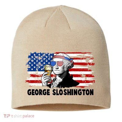 Funny George Sloshington USA American Flag Sustainable Beanie