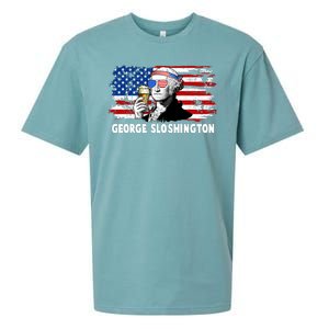 Funny George Sloshington USA American Flag Sueded Cloud Jersey T-Shirt