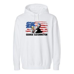 Funny George Sloshington USA American Flag Garment-Dyed Fleece Hoodie