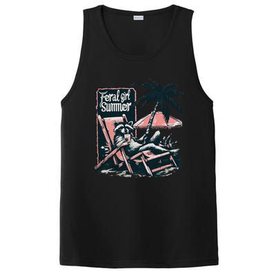 Feral Girl Summer Funny Raccoon PosiCharge Competitor Tank