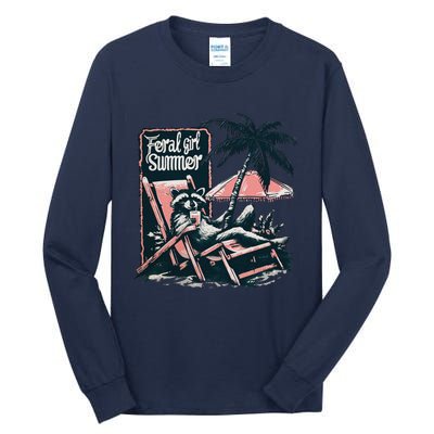 Feral Girl Summer Funny Raccoon Tall Long Sleeve T-Shirt