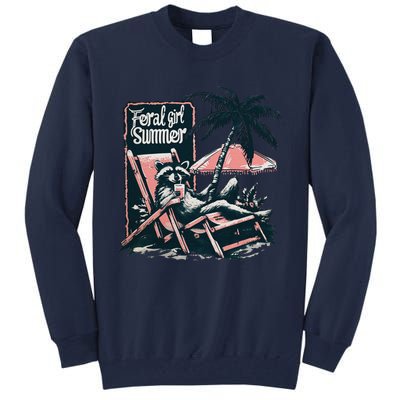 Feral Girl Summer Funny Raccoon Tall Sweatshirt