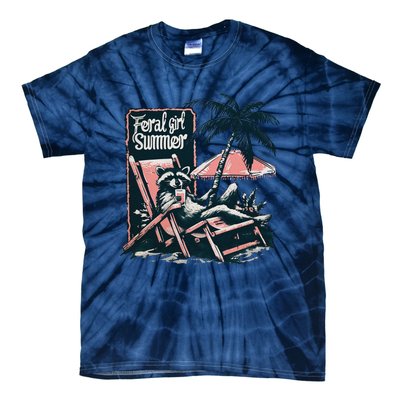 Feral Girl Summer Funny Raccoon Tie-Dye T-Shirt