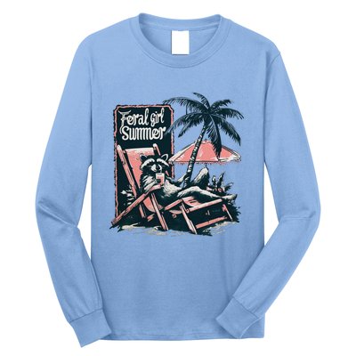 Feral Girl Summer Funny Raccoon Long Sleeve Shirt