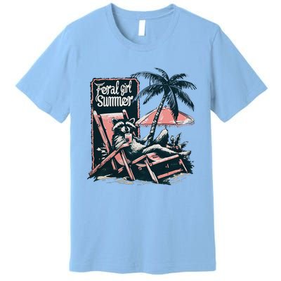 Feral Girl Summer Funny Raccoon Premium T-Shirt