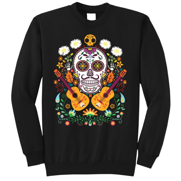 Flower Guitar Skull Day Of The Dead Gifts Mariachi Sweatshirt