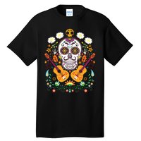 Flower Guitar Skull Day Of The Dead Gifts Mariachi Tall T-Shirt