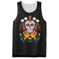 Flower Guitar Skull Day Of The Dead Gifts Mariachi Mesh Reversible Basketball Jersey Tank