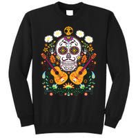 Flower Guitar Skull Day Of The Dead Gifts Mariachi Tall Sweatshirt