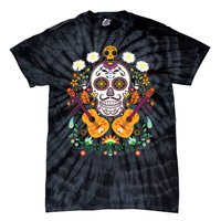 Flower Guitar Skull Day Of The Dead Gifts Mariachi Tie-Dye T-Shirt