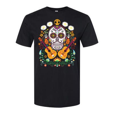 Flower Guitar Skull Day Of The Dead Gifts Mariachi Softstyle CVC T-Shirt