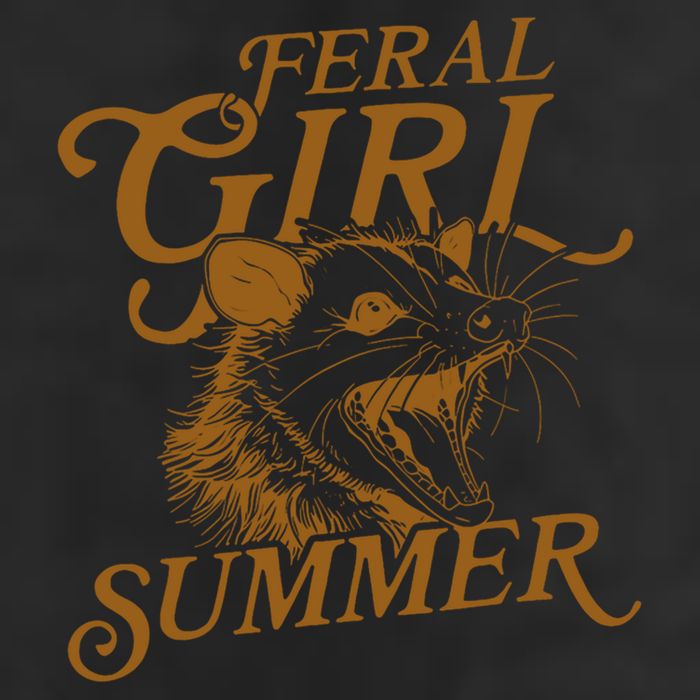 Feral Girl Summer Funny 7 Panel Mesh Trucker Snapback Hat