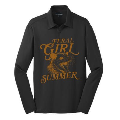 Feral Girl Summer Funny Silk Touch Performance Long Sleeve Polo