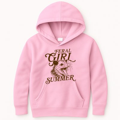 Feral Girl Summer Funny Kids Hoodie