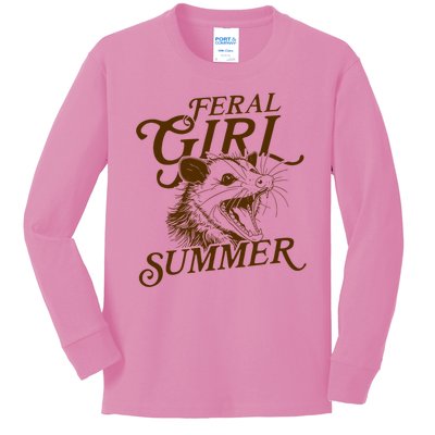 Feral Girl Summer Funny Kids Long Sleeve Shirt