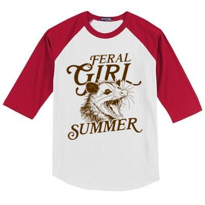 Feral Girl Summer Funny Kids Colorblock Raglan Jersey