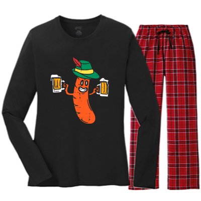 Funny German Sausage Oktoberfest Wurst Bavarian Women's Long Sleeve Flannel Pajama Set 