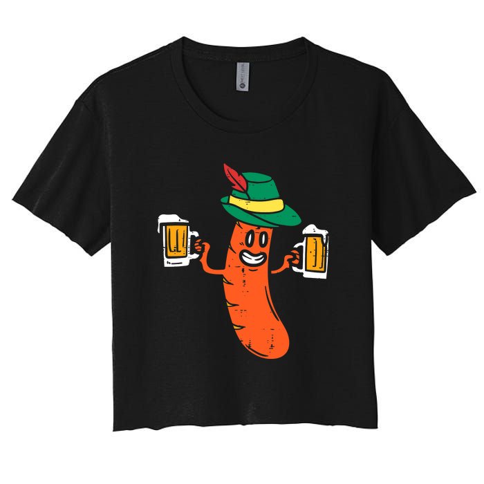 Funny German Sausage Oktoberfest Wurst Bavarian Women's Crop Top Tee