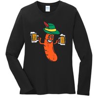 Funny German Sausage Oktoberfest Wurst Bavarian Ladies Long Sleeve Shirt