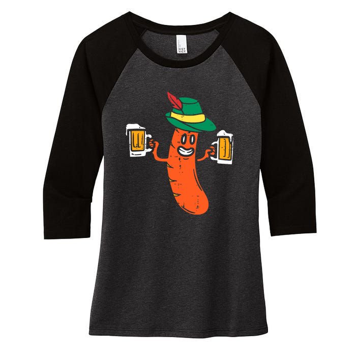 Funny German Sausage Oktoberfest Wurst Bavarian Women's Tri-Blend 3/4-Sleeve Raglan Shirt