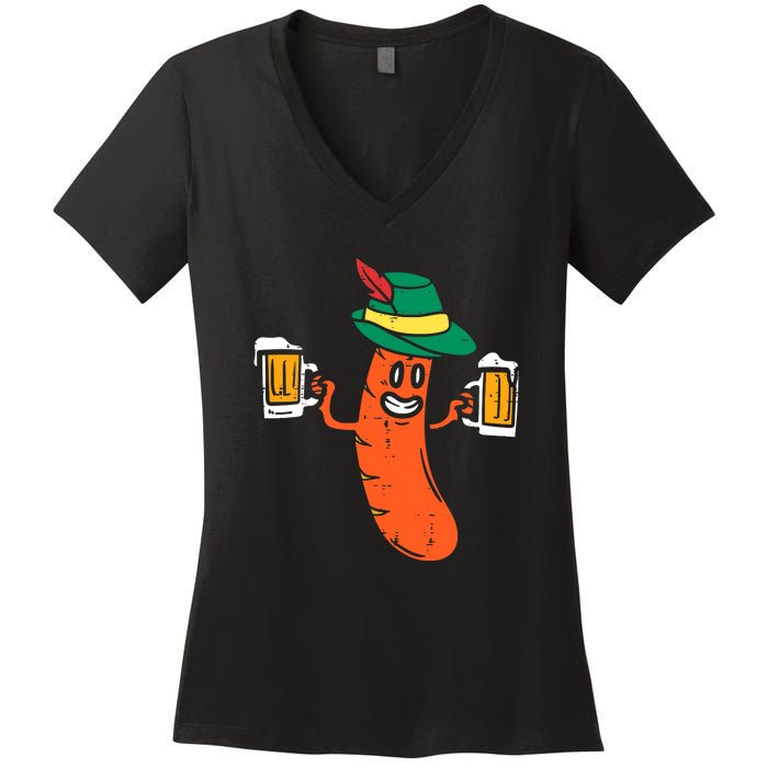 Funny German Sausage Oktoberfest Wurst Bavarian Women's V-Neck T-Shirt