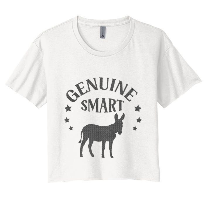 Funny Genuine Smart Ass Donkey Graphic Women's Crop Top Tee