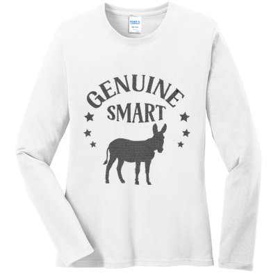 Funny Genuine Smart Ass Donkey Graphic Ladies Long Sleeve Shirt