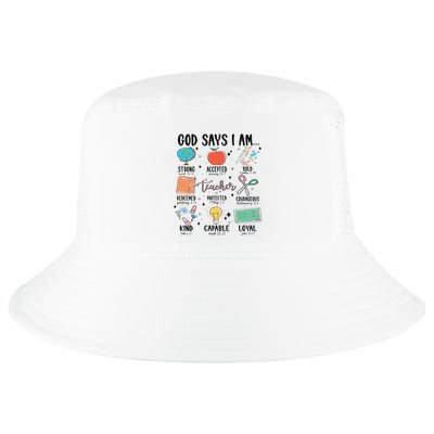 Funny God Says I Am Teacher Bible Verse Christian Teacher Teacher God Says Cool Comfort Performance Bucket Hat