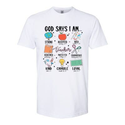 Funny God Says I Am Teacher Bible Verse Christian Teacher Teacher God Says Softstyle® CVC T-Shirt