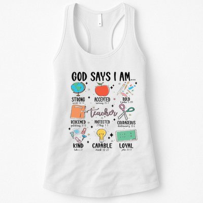 Funny God Says I Am Teacher Bible Verse Christian Teacher Teacher God Says Womens Tank Top