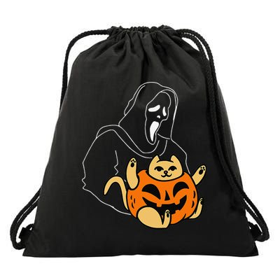Funny Ghostface Scream Halloween Drawstring Bag