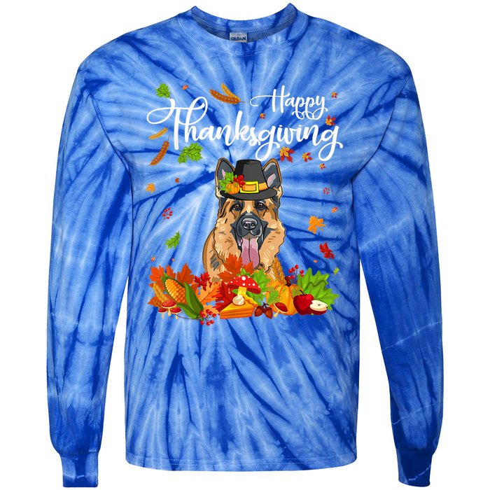 Fun Ger Shepherd Thanksgiving Autumn Dog Lover Cool Gift Tie-Dye Long Sleeve Shirt