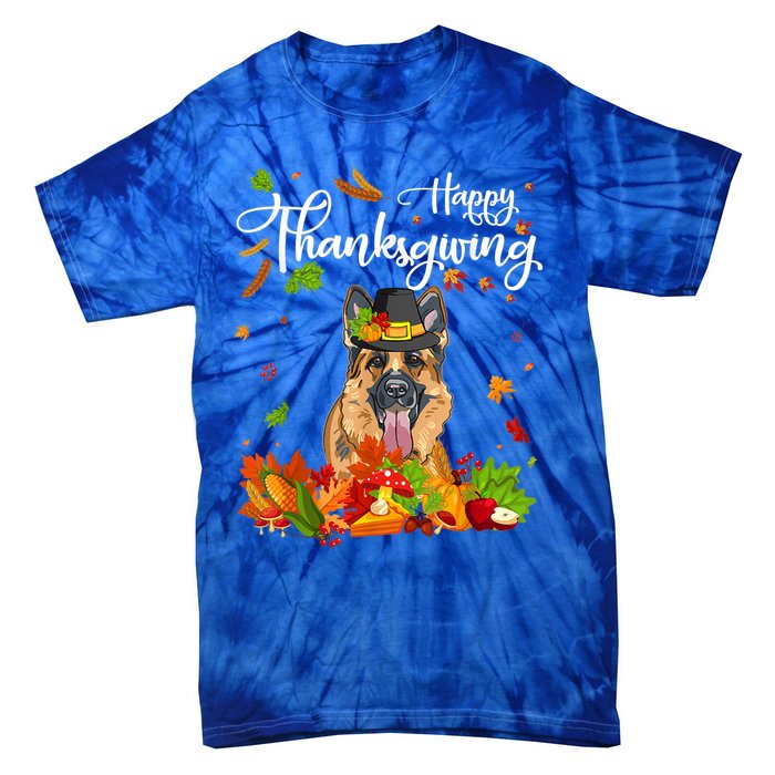 Fun Ger Shepherd Thanksgiving Autumn Dog Lover Cool Gift Tie-Dye T-Shirt