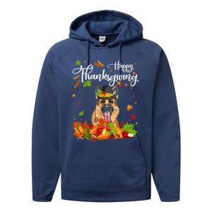 Fun Ger Shepherd Thanksgiving Autumn Dog Lover Cool Gift Performance Fleece Hoodie