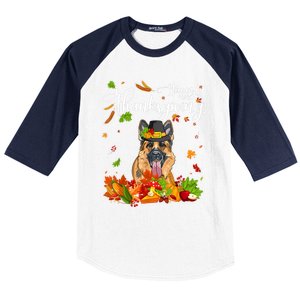 Fun Ger Shepherd Thanksgiving Autumn Dog Lover Cool Gift Baseball Sleeve Shirt