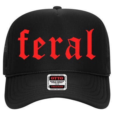 Feral Girl Summer Fun Design High Crown Mesh Back Trucker Hat