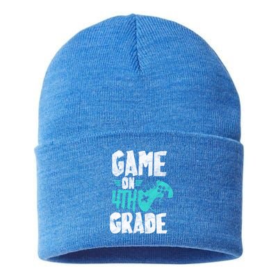 Fourth Grade Student Game On 4Th Grade Funny Back To School Great Gift Sustainable Knit Beanie