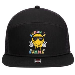 Funny Groovy Schools Out For Summer Graduation Teacher 7 Panel Mesh Trucker Snapback Hat