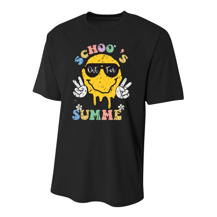 Funny Groovy Schools Out For Summer Graduation Teacher Youth Performance Sprint T-Shirt