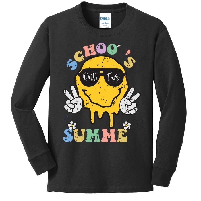 Funny Groovy Schools Out For Summer Graduation Teacher Kids Long Sleeve Shirt