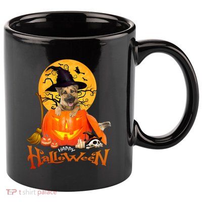 Funny German Shepherd Dog Dog Spooky Halloween 11oz C Handle Ceramic Mug