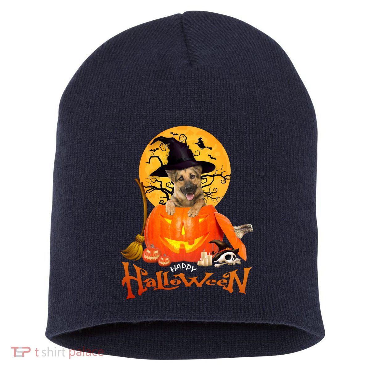 Funny German Shepherd Dog Dog Spooky Halloween Short Acrylic Beanie
