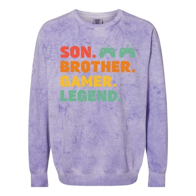 Funny Gamer Son Big Brother Gaming Legend Gift Boys Teens Colorblast Crewneck Sweatshirt