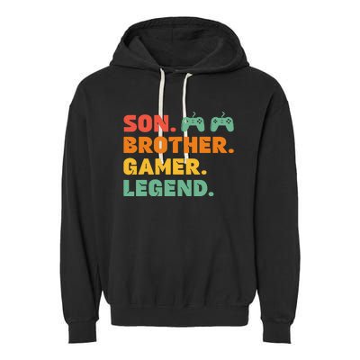 Funny Gamer Son Big Brother Gaming Legend Gift Boys Teens Garment-Dyed Fleece Hoodie