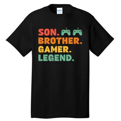 Funny Gamer Son Big Brother Gaming Legend Gift Boys Teens Tall T-Shirt