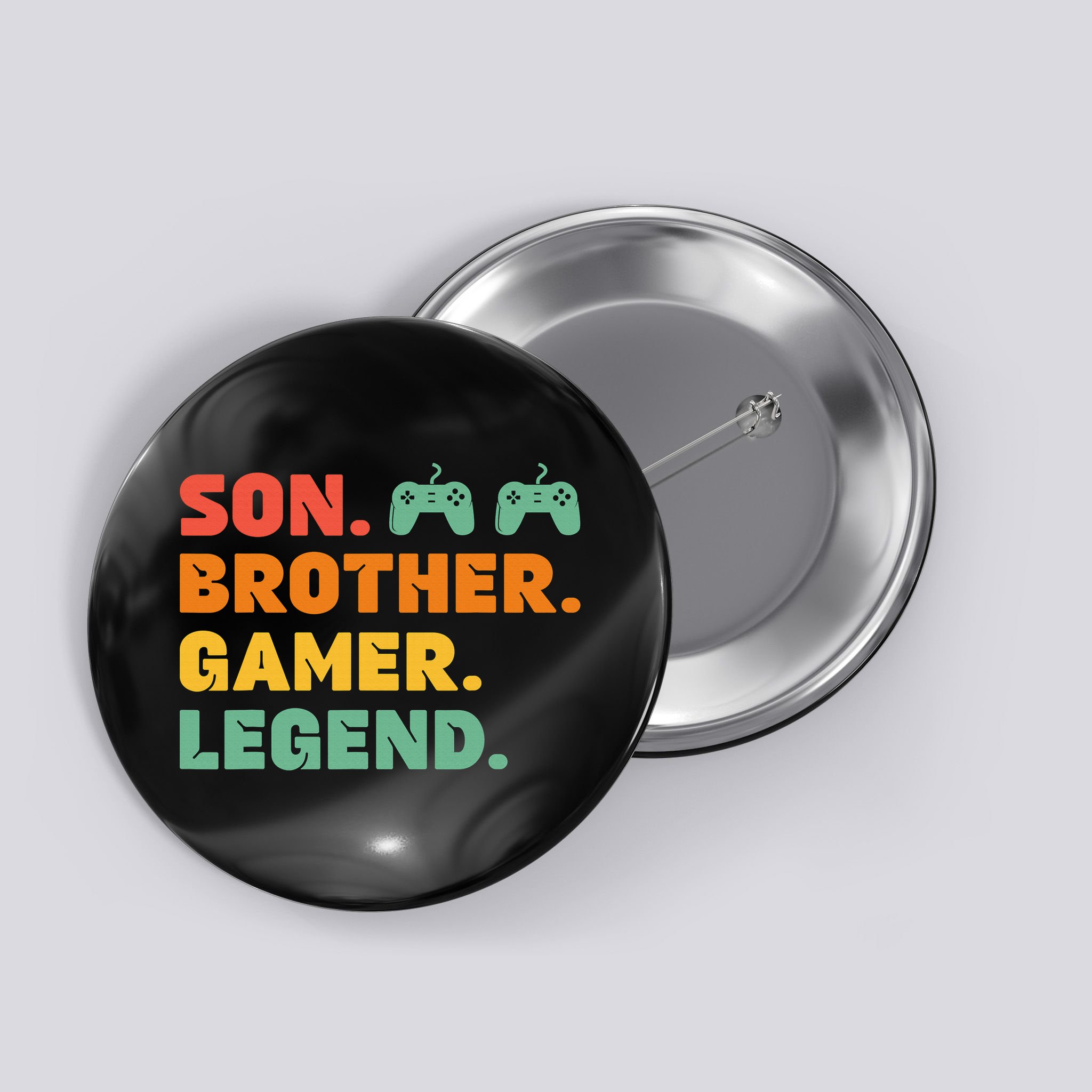 Funny Gamer Son Big Brother Gaming Legend Gift Boys Teens Button