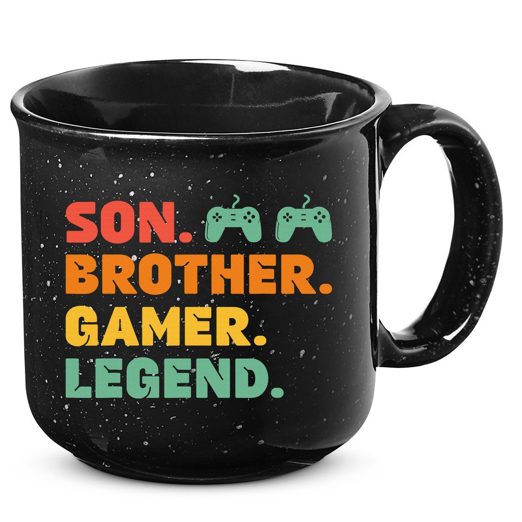 Funny Gamer Son Big Brother Gaming Legend Gift Boys Teens 15oz Campfire Ceramic Mug