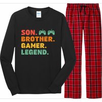 Funny Gamer Son Big Brother Gaming Legend Gift Boys Teens Long Sleeve Pajama Set