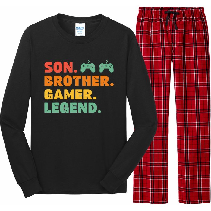 Funny Gamer Son Big Brother Gaming Legend Gift Boys Teens Long Sleeve Pajama Set