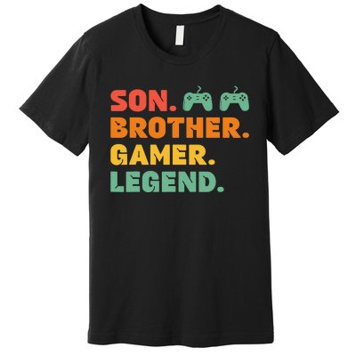 Funny Gamer Son Big Brother Gaming Legend Gift Boys Teens Premium T-Shirt